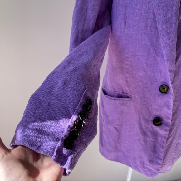 Ronny Kobo Klover Linen Blazer padded shoulder button purple lilac SZ XS lined - Picture 5 of 13
